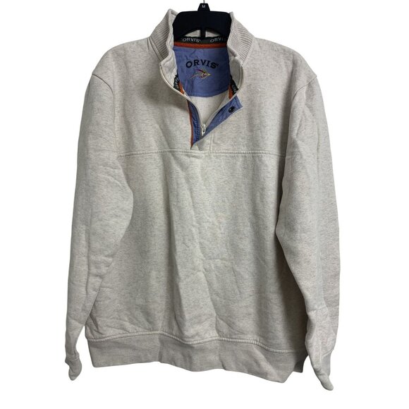Orvis L Cotton Casual Outdoor Sweatshirt Cream Winter Minimalist - Picture 1 of 9